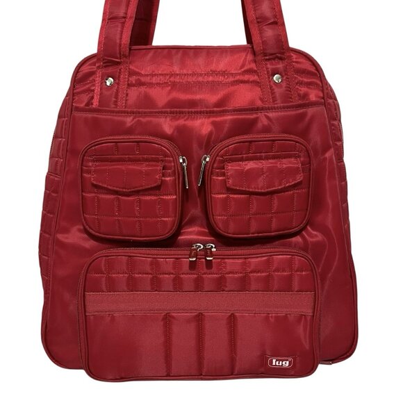 Lug Puddle Jumper Red Travel Tote Weekender Overnight Bag Gym 15" x 15" x 7" - Picture 2 of 8